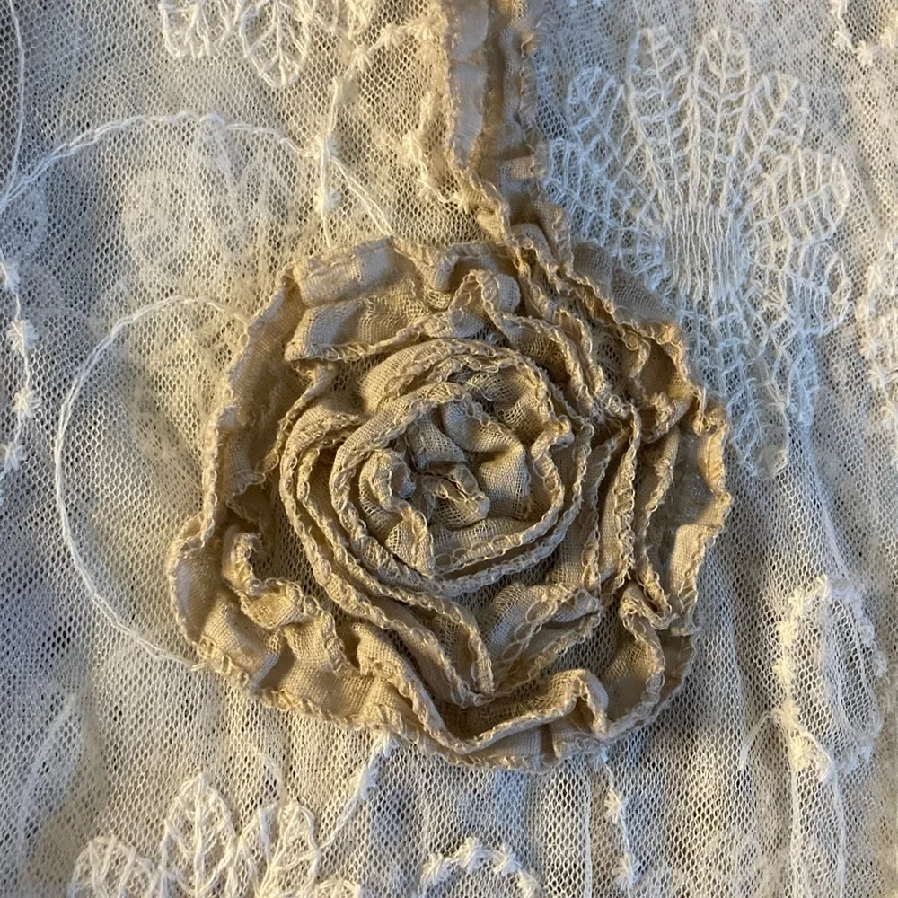 Accessory Street Romantic Lace Scarf Flower Appliqués Feminine Boho Cottagecore